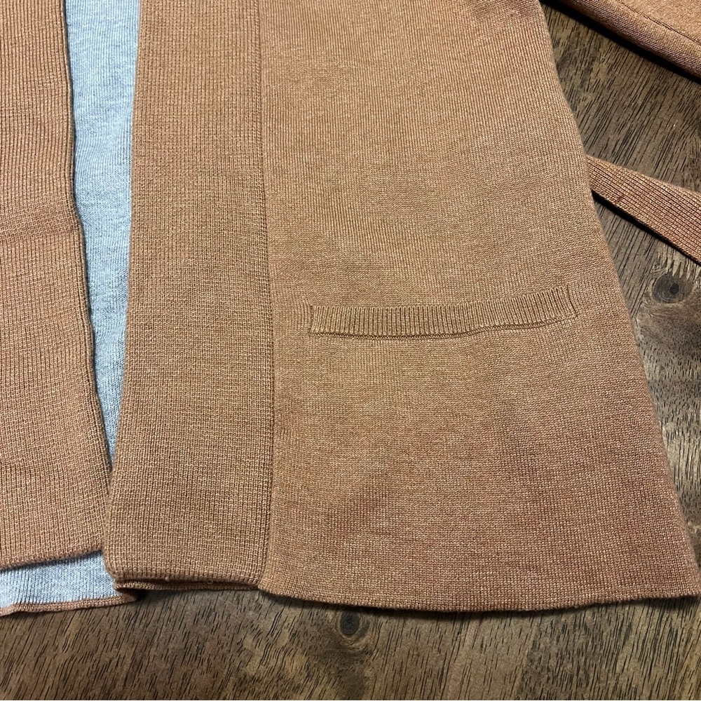 Anthropologie Moth Rizzo Belted Camel Wrap Cardigan S Sweater Tan Brown Office - Picture 9 of 13